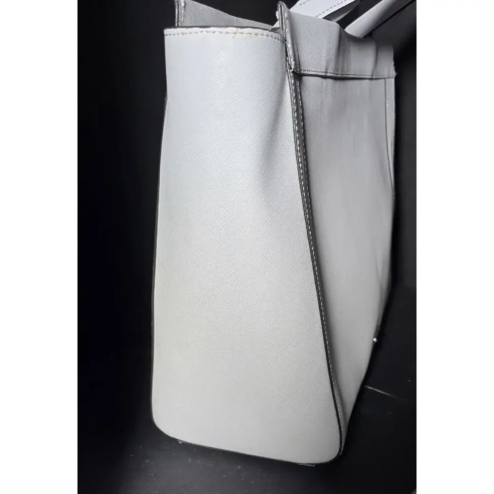 Rebecca Minkoff Monroe Laptop Bag Saffiano Leather Tote Shoulder Purse White NEW